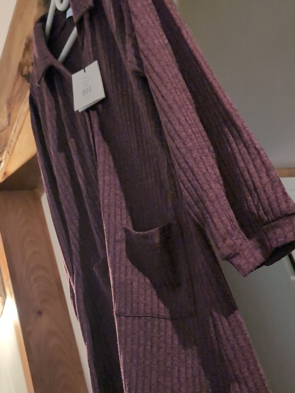 Onia Plum Ribbed Button-Front Duster - Picture 5 of 9